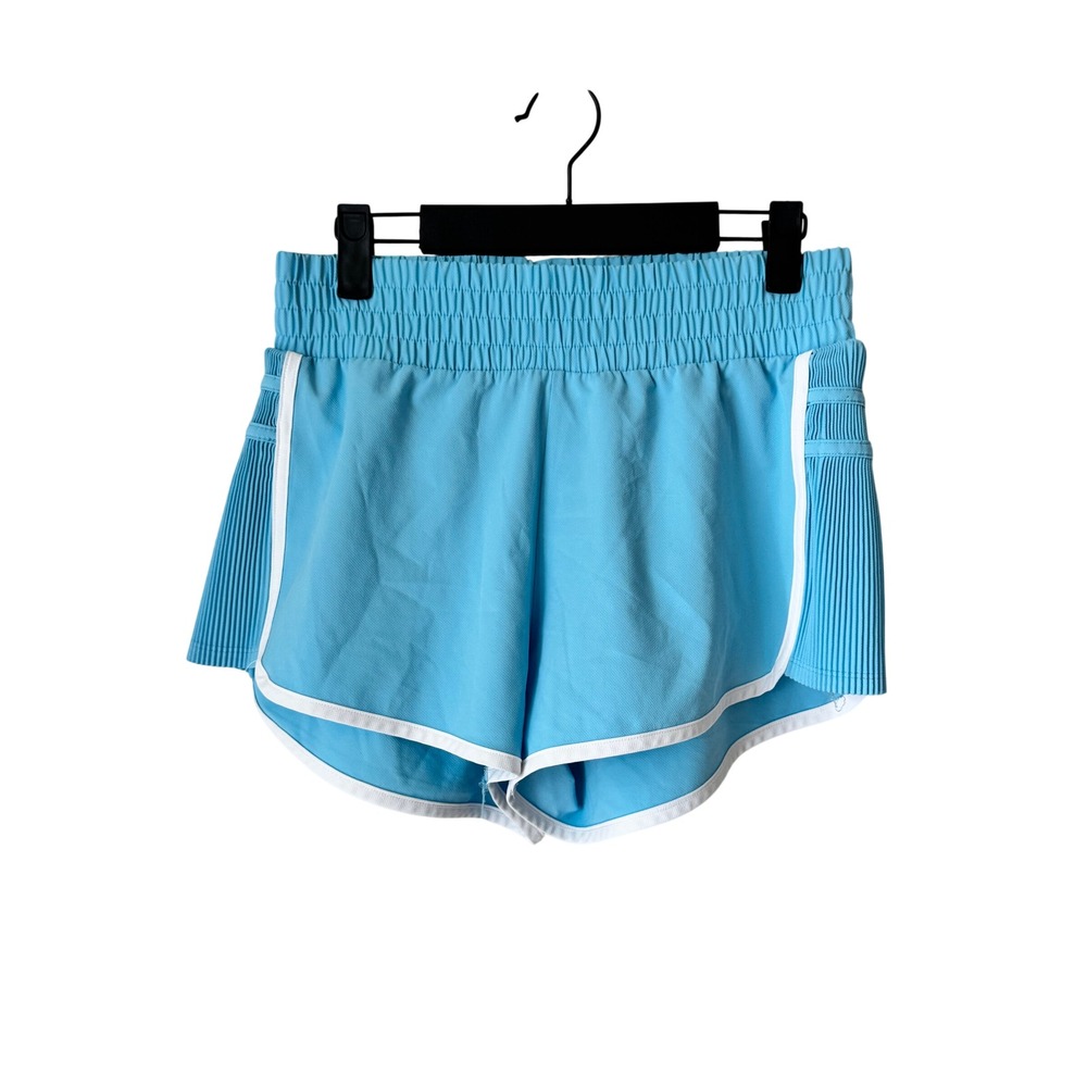 All in Motion Womens Blue Pleated Side Smocked Athletic Running Shorts Small